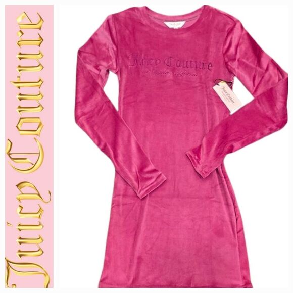 Juicy Couture Signature Logo Velour Sleepwear/Dress- Festival Fuschia - Picture 2 of 6